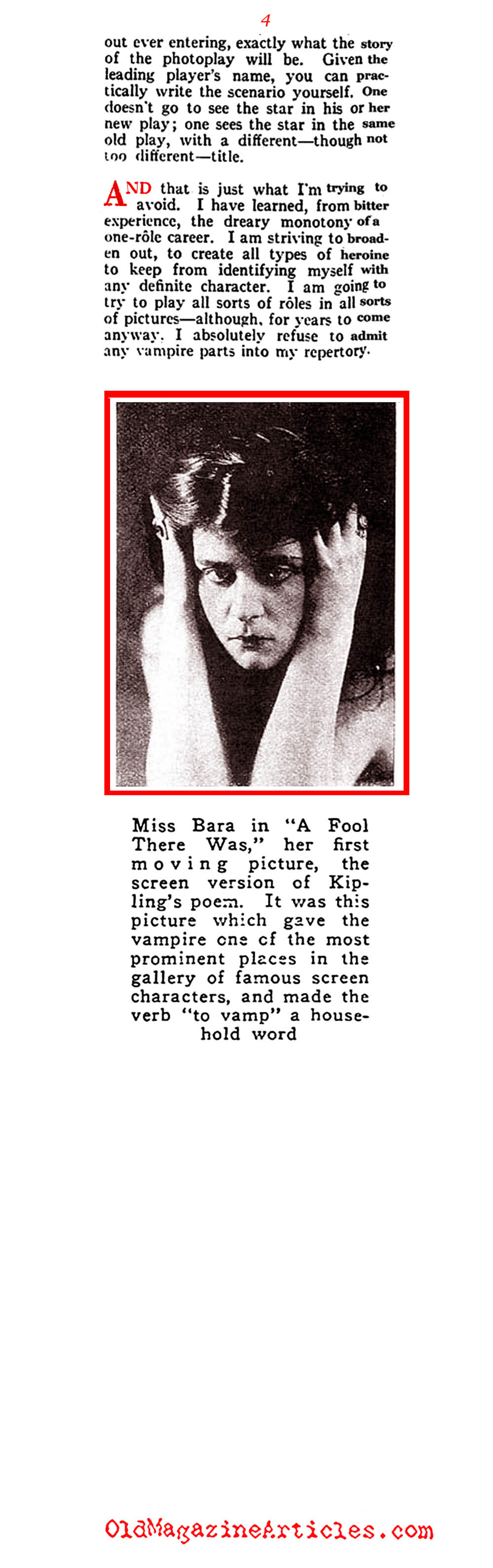 The Rebellion of Theda Bara (Vanity Fair, 1919)